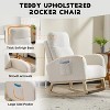 White modern style rocking chair, solid wood leg rocking chair, high back living room leisure armchair - 4 of 4