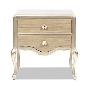JTH LUXE Helena 25" 2-Drawer Storage Side Table, Natural Birch Brown & Soft Gold - 1 of 4