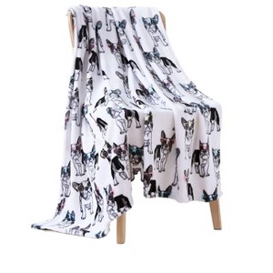Kate Aurora French Bulldogs In Glasses Ultra Soft & Plush Accent Throw Blanket - 50 in. x 60 in. - 1 of 2