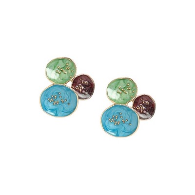 SOHI Women's Ocean Blue:Olive Green The Medium Lilypad Stud Earrings