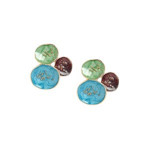 SOHI Women's Ocean Blue:Olive Green The Medium Lilypad Stud Earrings - 1 of 4
