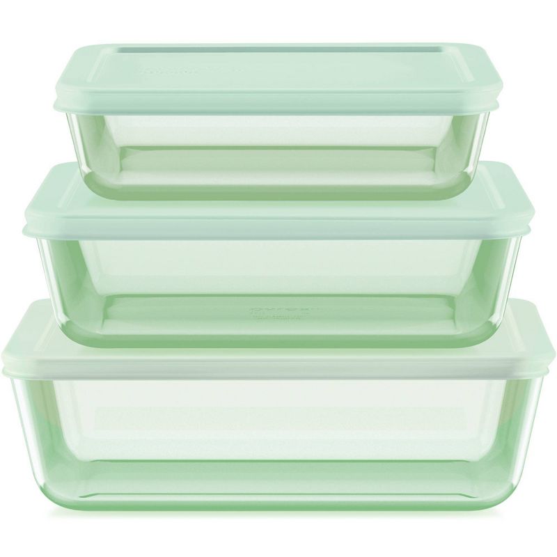 Pyrex&#174; Simply Store&#174; Tinted 6pc Lidded Rectangle Storage Set Green, 1 of 5