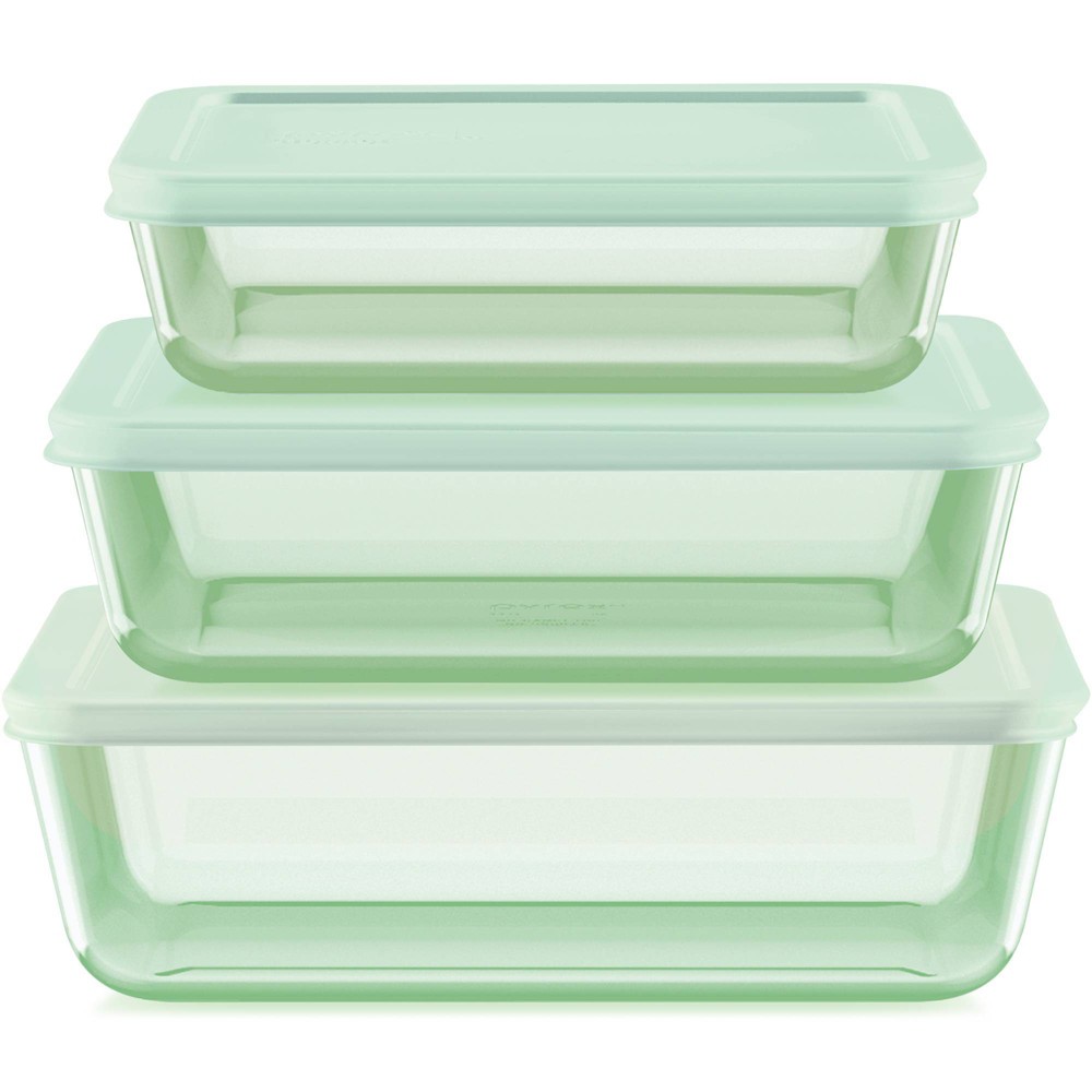 Pyrex Simply StoreÂ® Tinted 6pc Lidded Rectangle Storage Set Green