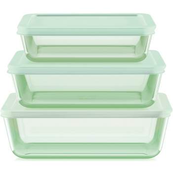 Pyrex® Simply Store® Tinted 6pc Lidded Rectangle Storage Set Green