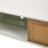 DOMETOUR 54.33" Rattan TV Cabinet with Variable Color Light Strip, Double Sliding Doors Adjustable Shelf Metal Legs TV Console for Living Room White - 4 of 4