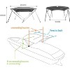 Bimini Top for Boats, Sun Shade Canopy with Mesh Sidewalls, Storage Boot, Support Poles, Fits Most Boat Types - 4 of 4