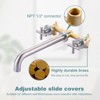 WOWOW 2-Handle Wall-Mount Brass Roman Tub Faucet with Long Spout Reach in Brushed Nickel (Valve Included) - 4 of 4