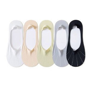 Anna-Kaci 5 Pairs Women Low Cut No Show Socks Breathable Stretch Knit Liner Design Anti-Slip Heel Grip for Flats and Loafers - 1 of 4