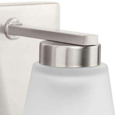 Brushed Nickel 1-Light Vanity with Etched Glass Shade