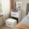 YONWAY 3 in 1 Vanity Desk with Plip Top Mirror, 3 Drawers & Cushion Stool Vanity Table Set, for Bedroom - 4 of 4