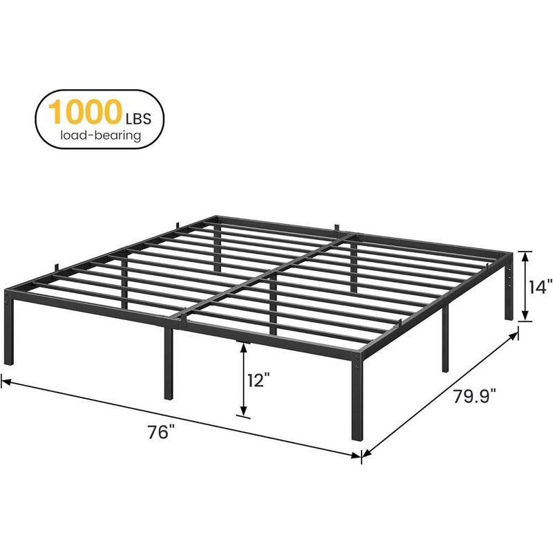 Whizmax 14 Inch King Bed Frame No Box Spring NeededHeavy Duty Metal Platform Bed Frame with Sturdy Steel Slats, Noise Free, Easy Assembly, Black, 5 of 8