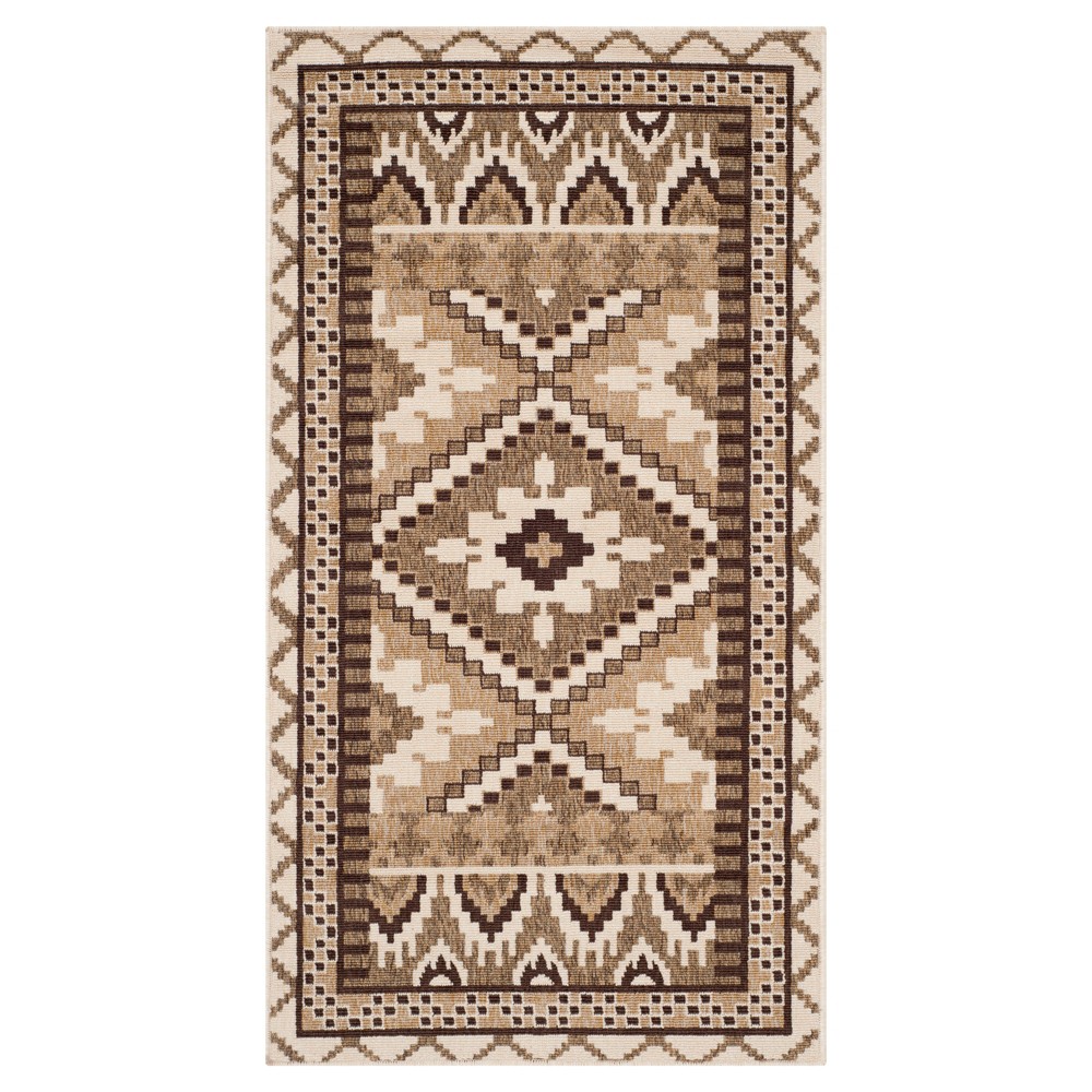 Saleem Indoor/Outdoor Accent Rug - Creme/Brown (2'7inx5') - Safavieh