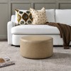 KINWELL Faux Leather Round Upholstered Footstool PU Ottoman, 24"x13" - 3 of 4