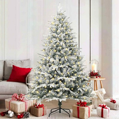 Aghana Digitals Modern 70.9" Green Pre-lit Christmas Tree with 300 Warm White LED Lights, PVC/PE