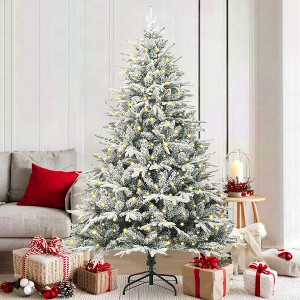 Aghana Digitals Modern 70.9" Green Pre-lit Christmas Tree with 300 Warm White LED Lights, PVC/PE - 1 of 4