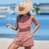 Women's Orange Abstract High Neck Sleeveless Romper - Cupshe - image 2 of 4