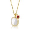 Guili 14K Gold Plated with Mother Of Pearl & Red Cubic Zirconial Necklace For Kids - 2 of 2