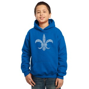 LA Pop Art Boy's Word Art Hooded Sweatshirt - FLEUR DE LIS - POPULAR LOUISIANA CITIES - 1 of 4