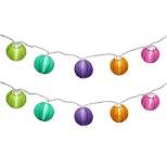 10ct Electric String Lights with 3"x7' Nylon Lanterns- Multi Color