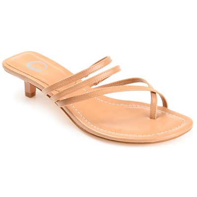 Journee Collection Womens Lettie Tru Comfort Foam Open Toe Kitten Heel Pumps Tan 9