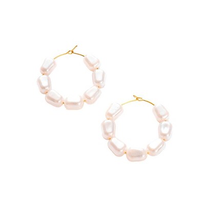 SOHI Women's White Snowball Hoop Earrings