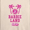 Women's - Barbie - Barbie Land Palm Trees & Sun Lightweight French Terry Wide Neck Long Sleeve Shirt - 2 of 4