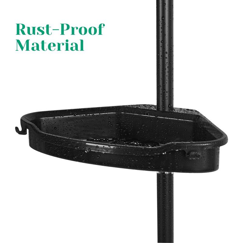 Shower Caddy Corner, 4 Adjustable Shelves with Tension Pole, up to 123 Inch, Black, 3 of 8