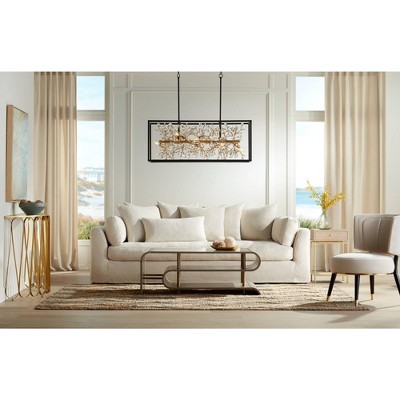 Elysian Black Crystal 46" Linear Pendant Chandelier with Golden Accents