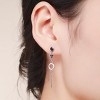Asymmetric Triangle & Circle Earrings in Sterling Silver with CZ, Geometric Dangle Studs for Women - 2 of 4