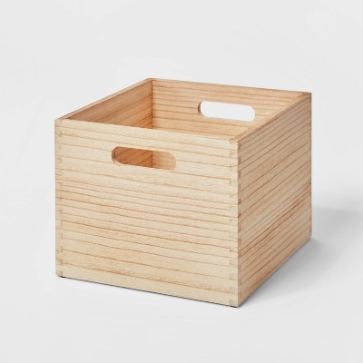 Small Decorative Light Wood Crate Natural - Brightroom™