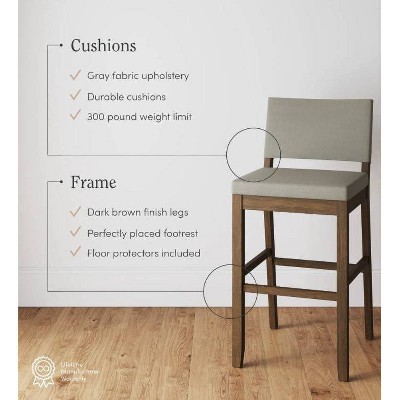 Linus Light Gray and Dark Brown Wood Bar Stool Set