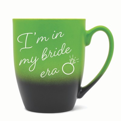 Elanze Designs I'm In My Bride Era Two Toned Ombre Matte 10 ounce New Bone China Coffee Tea Cup Mug For Your Favorite Morning Brew, Green and Black