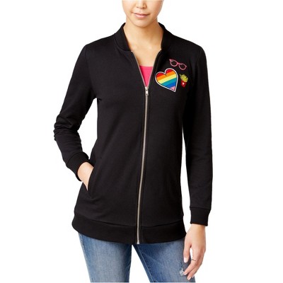 Almost Famous Womens Patch Trim Bomber Jacket