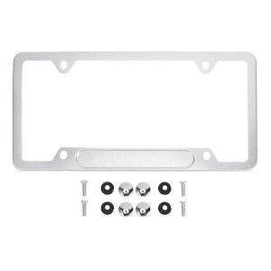 Unique Bargains Aluminium Alloy License Plate Holder with Slot Mirror Polished License Plate Holder Silver Tone - 1 of 4
