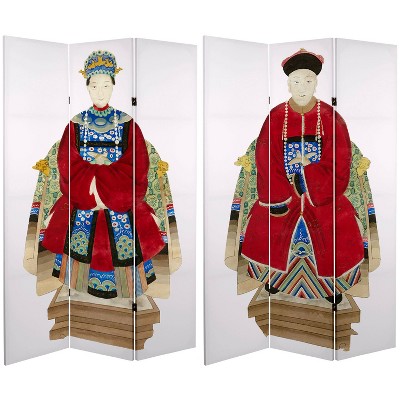 6" Double Sided Chinese Emperor Canvas Room Divider Red - Oriental Furniture