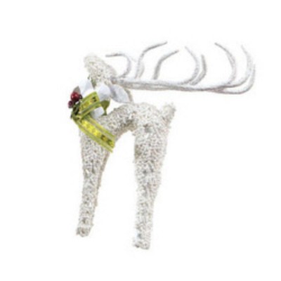  Melrose 6" Snow Drift Glass Beaded Reindeer Christmas Ornament - Noble White 