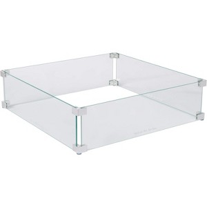 Fire Sense 63247 Fire Pit Wind Guard Tempered Glass Best Flame Viewing Experience For Propane Gas Fire Pits & Patio Heaters - Square - 22.5 Inches - 1 of 4