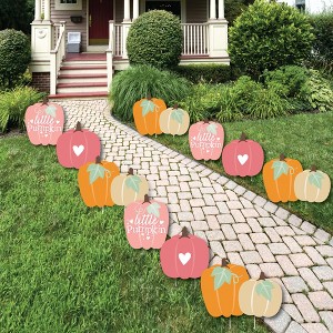 Big Dot of Happiness Girl Little Pumpkin - Lawn Decorations - Outdoor Fall Birthday Party or Baby Shower Yard Decorations - 10 Piece - 1 of 4