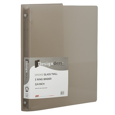 JAM Paper Plastic 0.75 Inch Binder Smoke Grey 3 Ring Binder Sold Individually 750T1SM