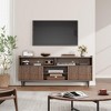 Fluted TV Stand for 70 Inch, Boho Entertainment Center with Sliding Doors, Wood Media Cabinet Furniture with Adjustable Shelves - 2 of 4