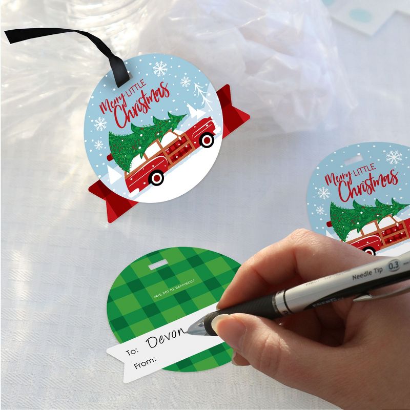 Big Dot of Happiness Merry Little Christmas Tree - Red Car Christmas Party Clear Goodie Favor Bags - Treat Bags With Tags - Set of 12, 3 of 9