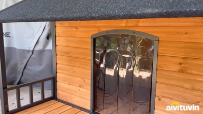 Large Weatherproof Wood and Iron Dog House with Balcony