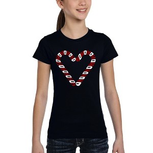 LA Pop Art Candy Canes - Girl's Word Art T-Shirt - 1 of 4