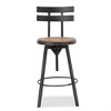 SKRAN Metal Chair with Wooden Seat,Iron Barstool With Metal Seat ＆ Backing for Dining Room, kitchen, Home - Black - 4 of 4