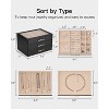 Jewelry Box for Women, Glass Lid Jewelry Organizer with 3 Drawers for Necklaces Rings Earrings Bracelets-Black - 4 of 4