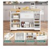 53 inch Rolling Kitchen Island Cart Utility Trolley Cabinet Storage With Power Outlet Glass Holder Spice Rack, White - 3 of 4
