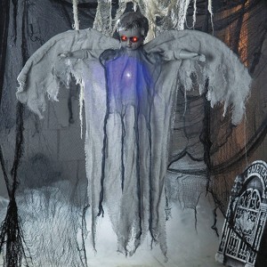 Morris Costumes 39 1/4" Animated Hanging Light-Up Angel Halloween Decoration - 1 of 2