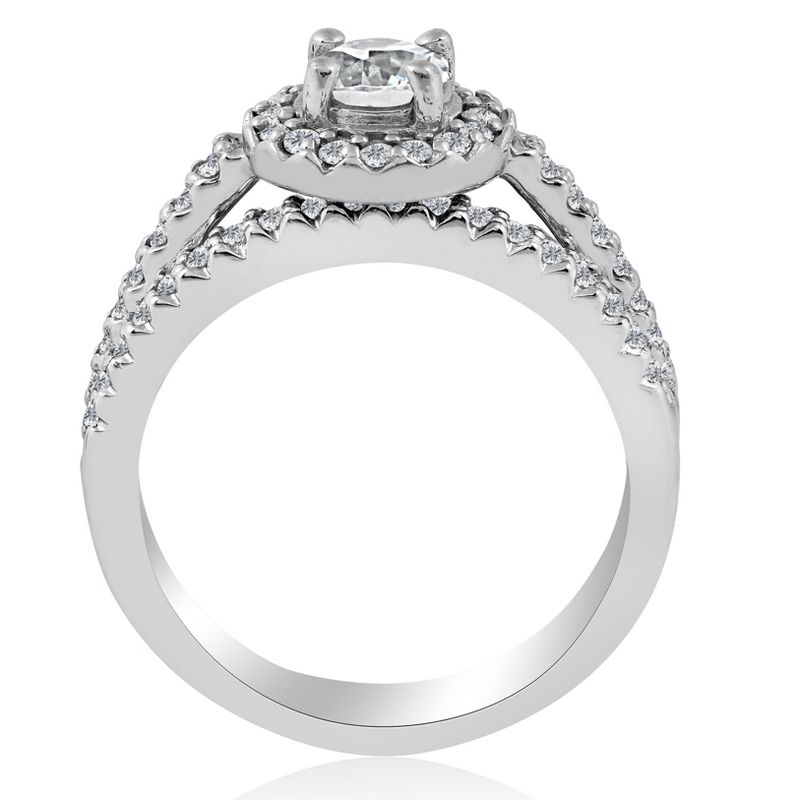 Pompeii3 3/4ct Pave Halo Diamond Engagement Ring Set 10K White Gold, 2 of 5