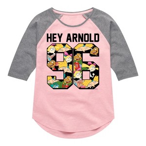 Girls' - Hey Arnold! - Arnold 1996 Shirt Tail Raglan Graphic T-shirt - 1 of 4