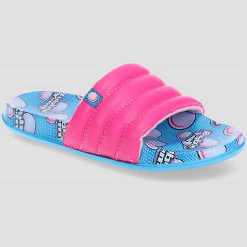 HERSHEY'S BUBBLE YUM Slide Sandals for Kids, Bubble Gum Pool Slide, Pink, Little Kids and Big Kids